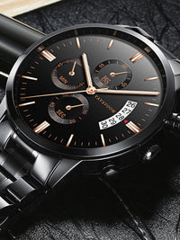 <tc>Náramkové hodinky Bennett čierne,ružovo-zlaté</tc>