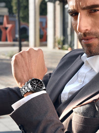 <tc>Náramkové hodinky Tannery strieborné-čierne</tc>