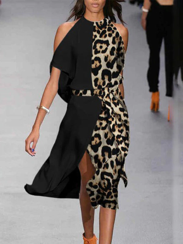 <tc>Elegantné šaty Reinheld leopardie-čierne</tc>