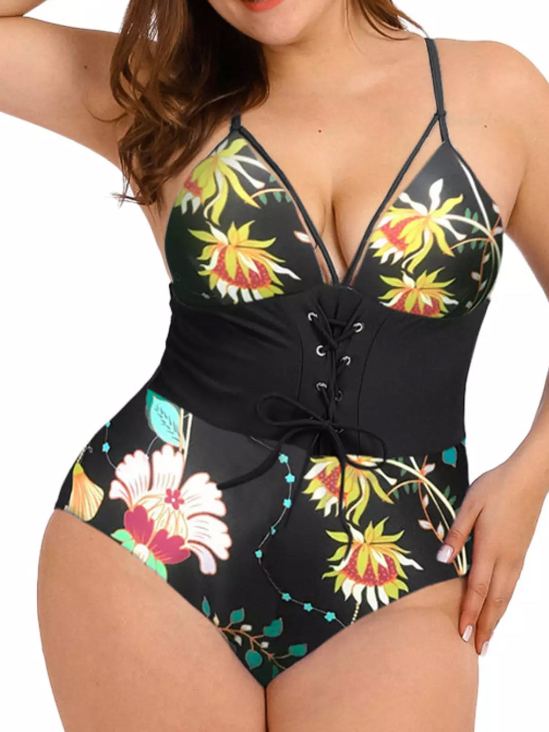 <tc><!-- x-tinymce/html -->Jednodielne plavky monokiny s potlačou kvetov Rosalinde čierne</tc>