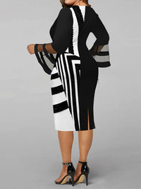 <tc>Plus size elegantné šaty Keona čierno-biele</tc>
