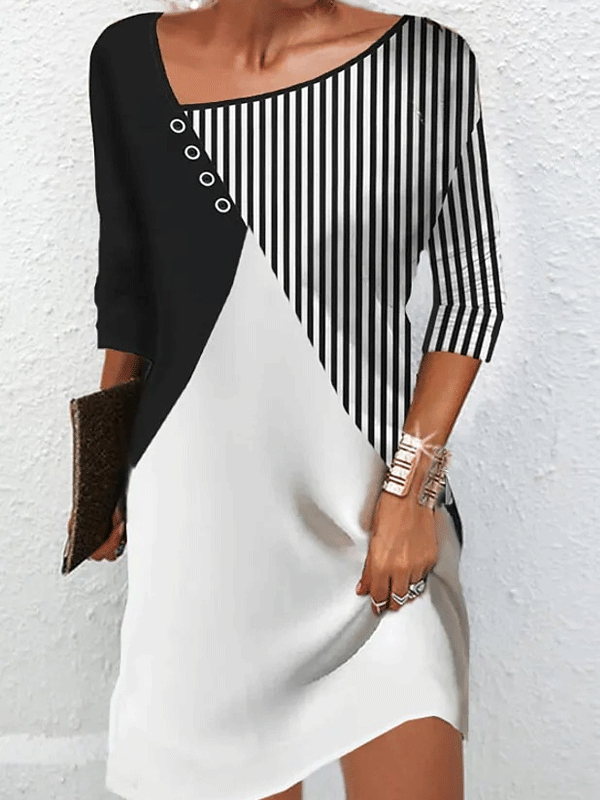Elegantné šaty Nadyne bielo-čierne
