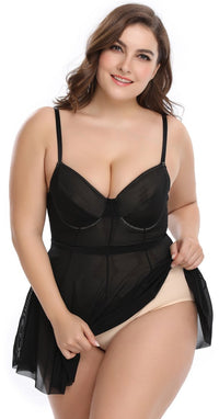 <tc>Plus size plavky Thresa čierne</tc>