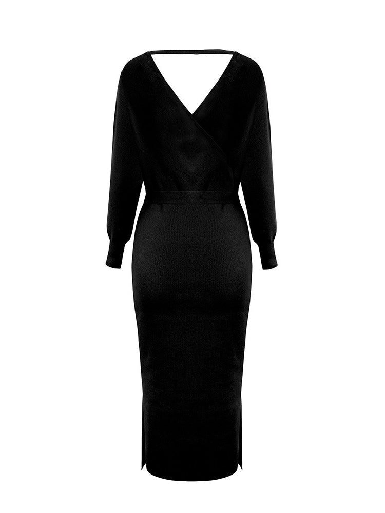 <tc>Elegantné šaty s opaskom Yara čierne</tc>