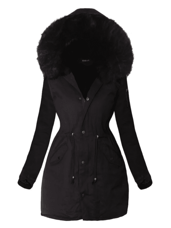 <tc>Parka kabát Marjory čierny s čiernou kožušinou</tc>