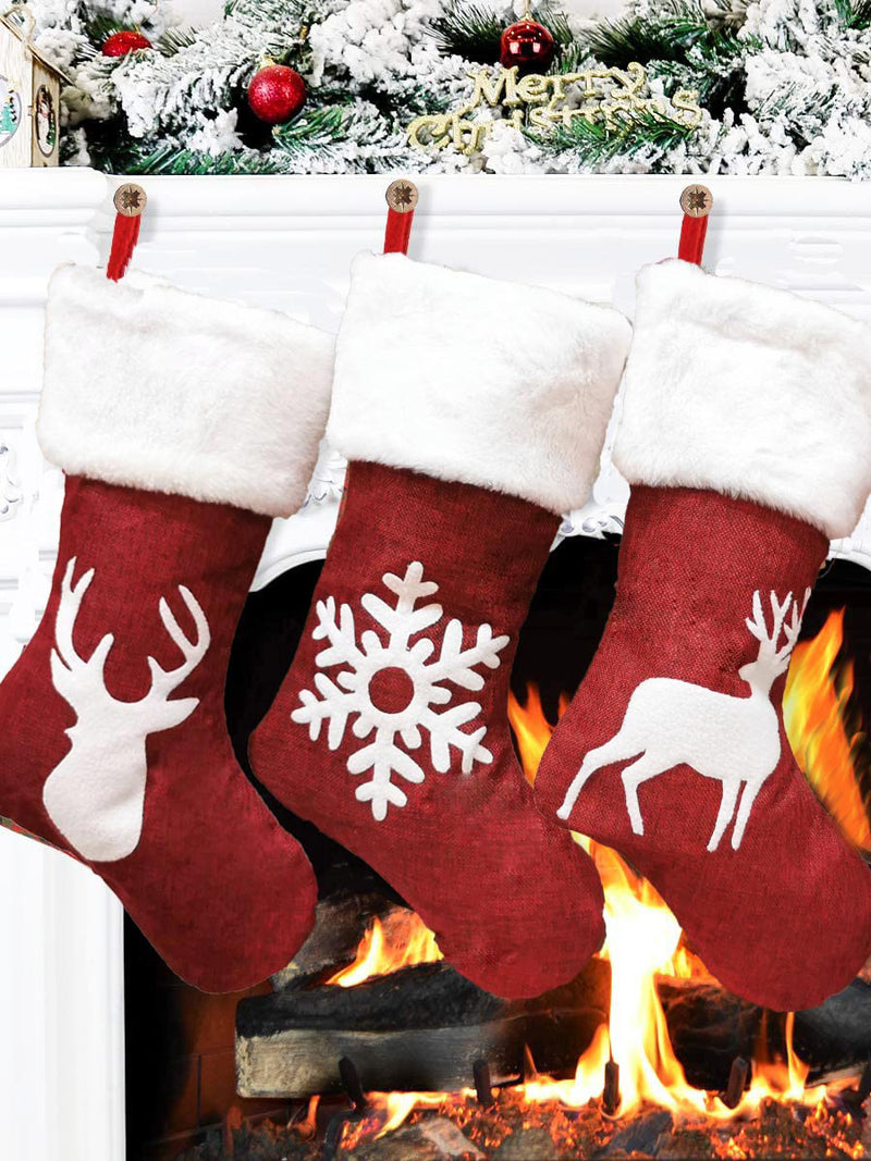 Decoration  Christmas  gift bag "socks" MARRY red ( 3 pieces in the pack)