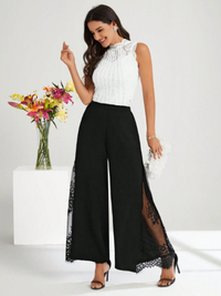 HLAČE MALKA black with lace