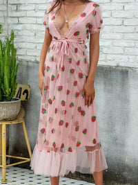 <tc>Elegantné šaty s jahodami Rubinia ružové</tc>