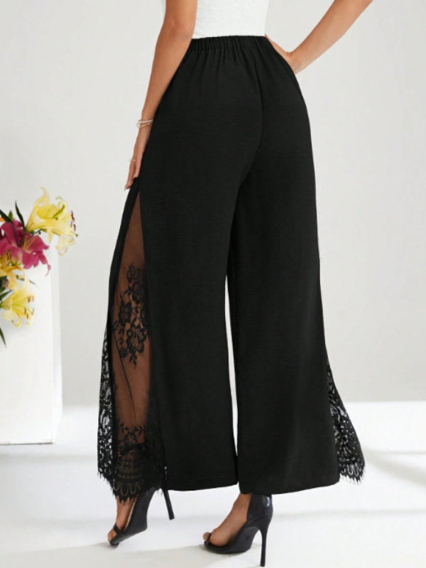 HLAČE MALKA black with lace