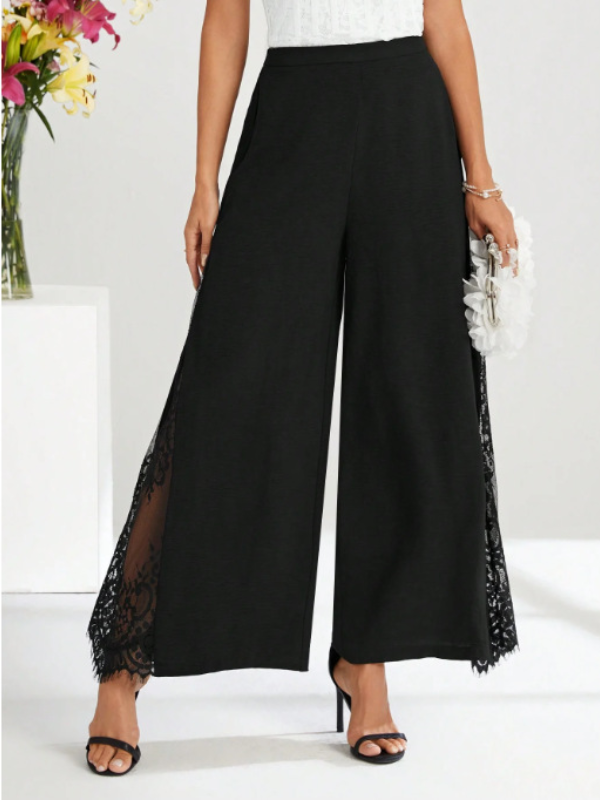 HLAČE MALKA black with lace
