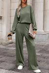 Laurel Green Solid Ribbed Knit Keyhole Back High Waist Jumpsuit