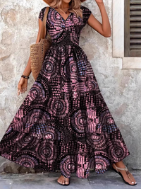 LONG ELEGANT DRESS JAKARTA black and pink