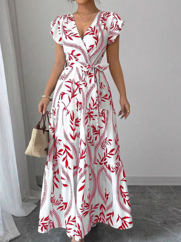 ELEGANT DRESS MAHIKA red and white