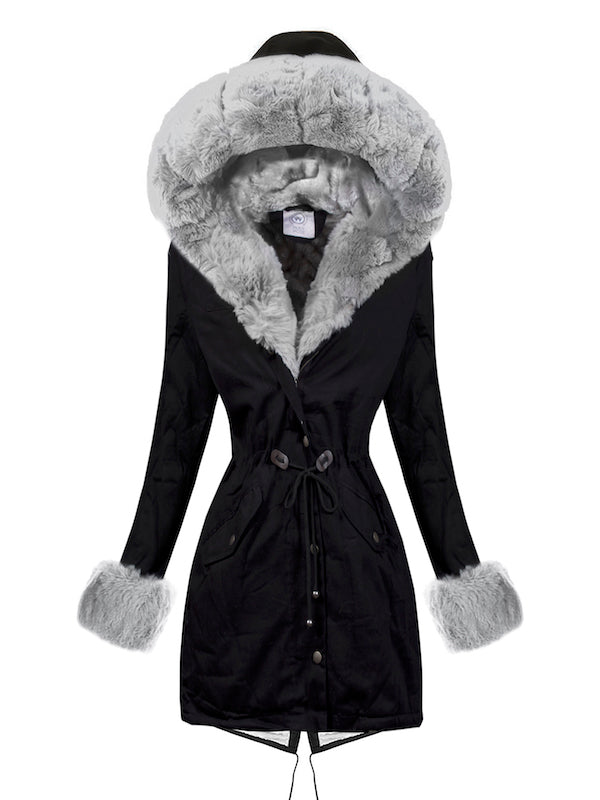 PARKA JACKET MARJORIE black with grey fur