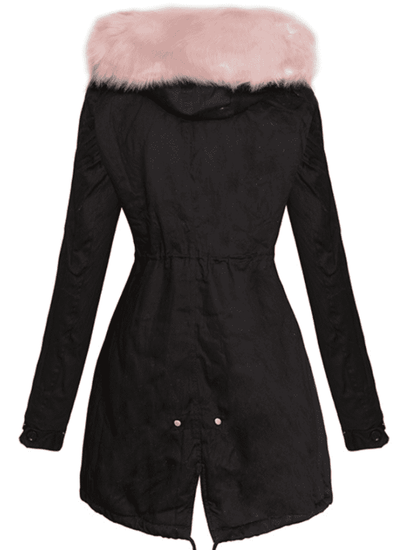 <tc>Parka kabát Marjory čierny s ružovou kožušinou</tc>