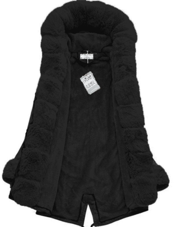 <tc>Parka kabát Elora čierny s čiernou kožušinou</tc>