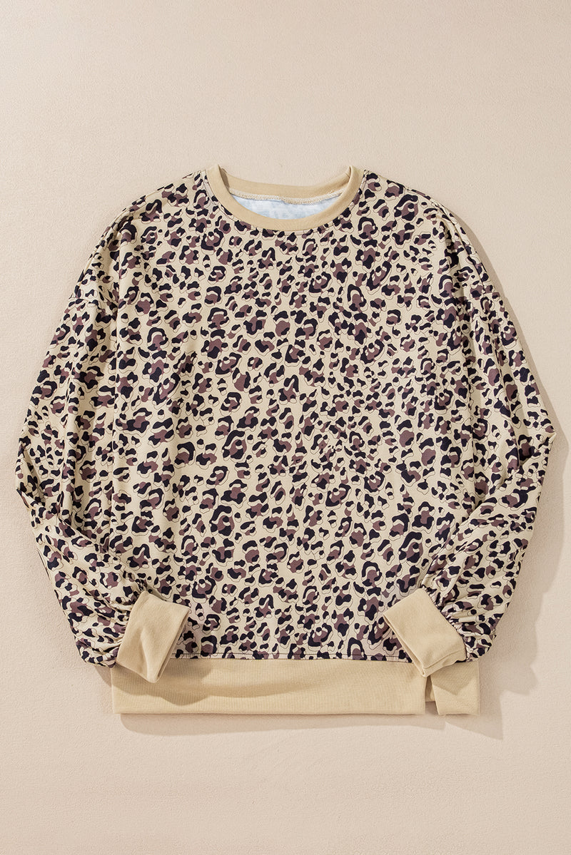 Parchment Leopard Print Crew Neck Sweatshirt