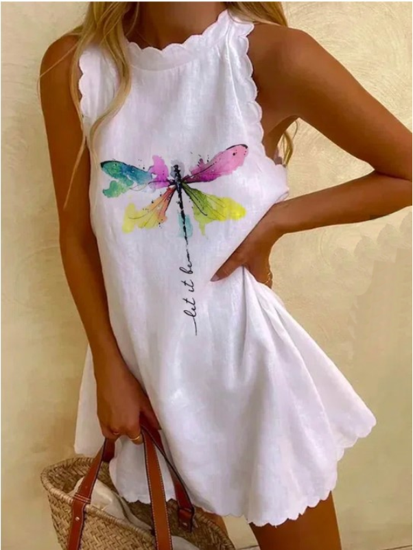 <tc>Letné šaty s potlačou motýľa Kendi biele</tc>