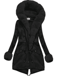 <tc>Parka kabát Elora čierny s čiernou kožušinou</tc>