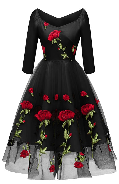 <tc>Kvetinové midi šaty Jayme čierne</tc>