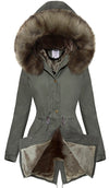 <tc>Parka kabát Marjory khaki s khaki kožušinou</tc>