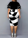 <tc>Plus size šaty Masada čierno-biele</tc>